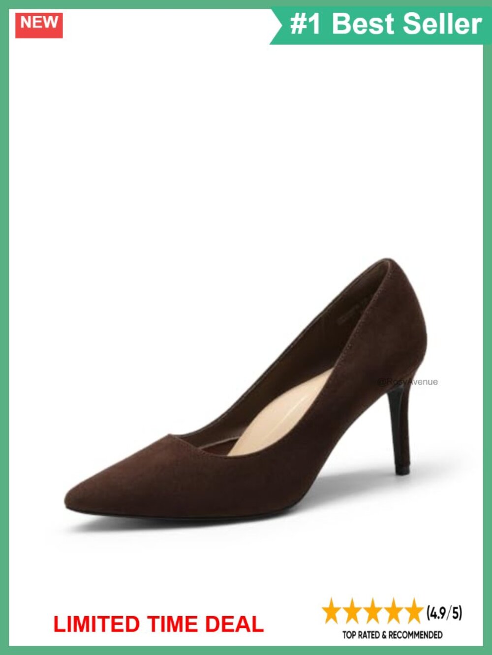 DREAM PAIRS Women's Pointed Toe Stiletto Heel Pumps Faux Suede Dress Shoes